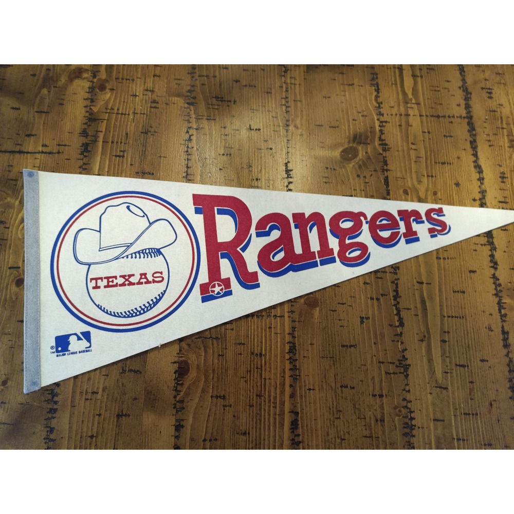 Vintage Texas Rangers MLB Baseball Pennant Cowboy Hat Logo Felt Banner USA Made